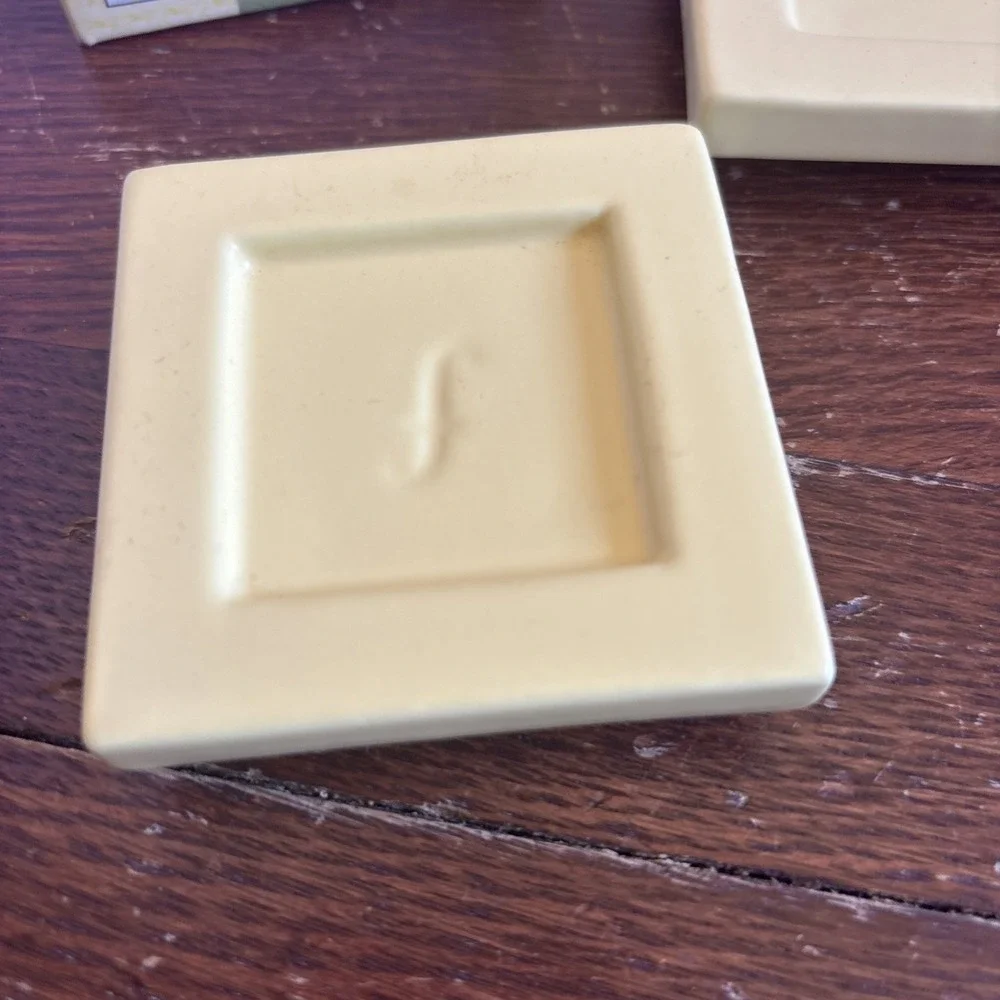 Tea Forte Tea Bag Trays Set of 2 Butter Yellow , Ceramic, For Silken Tea‎ , NIB